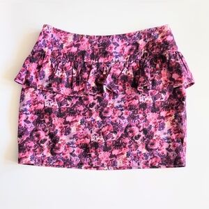 XXI Size Medium Peplum Ruffle Mini Skirt Purple Floral